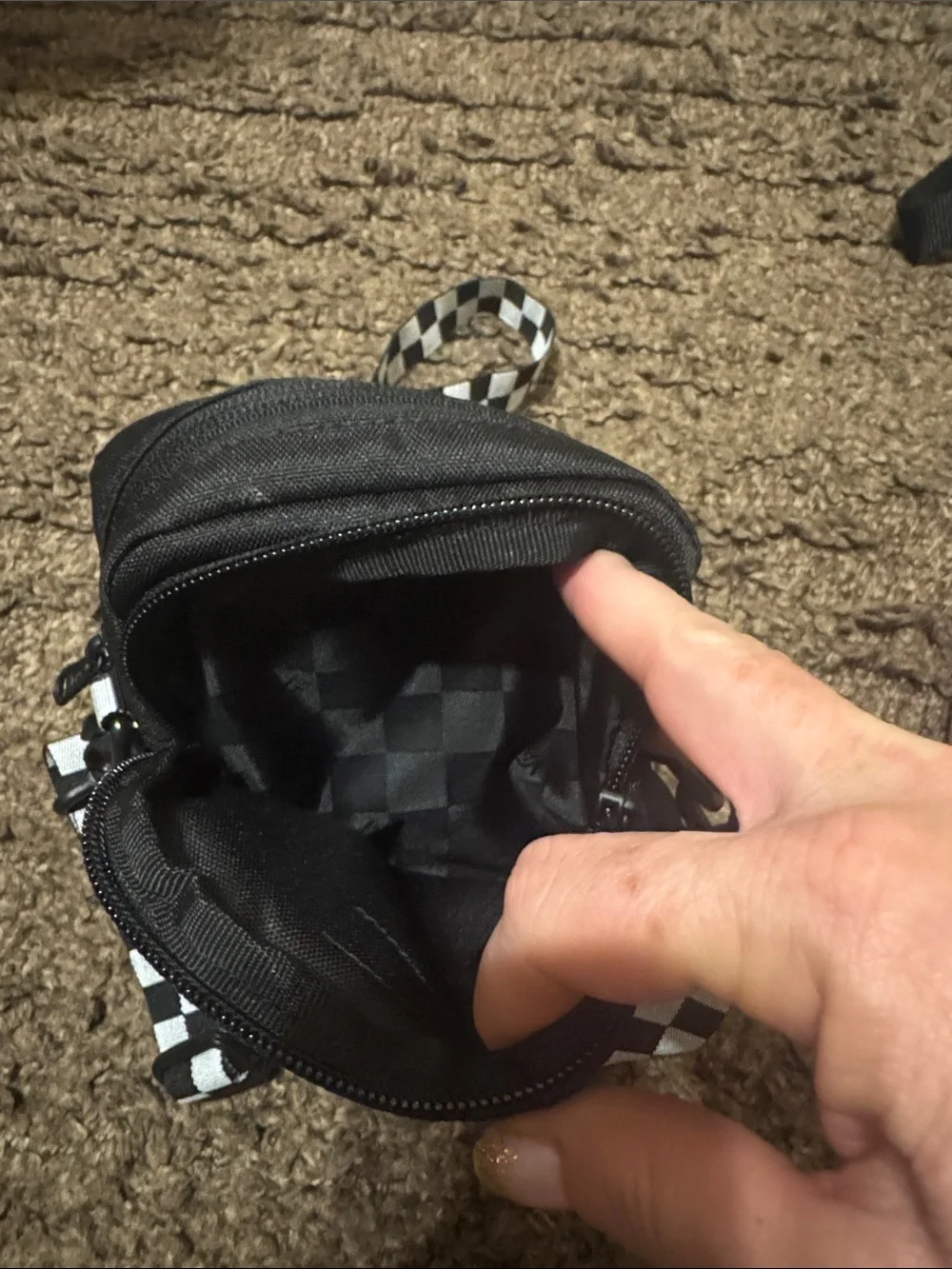 Vans Small Black Crossbody Bag with Checkerboard Strap